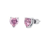 ORECCHINI DONNA IN ACCIAIO CON CRISTALLO ROSA A FORMA DI CUORE
