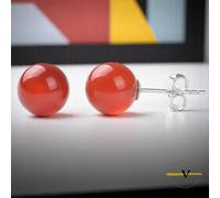 ORECCHINI DONNA IN ARGENTO 925 E CORNIOLA ROSSA PIETRA DURA NATURALE