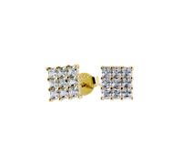 Orecchini Donna in Argento 925 pvd Oro giallo e Zirconi taglio Princess NUOVO...