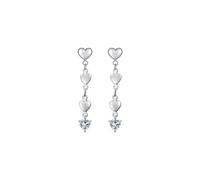 Orecchini Donna Luca Barra OK1423 In Acciaio Pendenti Con Cuori E Zircone