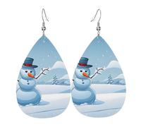 Orecchini Donna Merry Christmas Print Confortevoli Orecchini Di Pelle Stampa Waterdrop Di Orecchino Di Cuoio Per Festa Bambina Decorazioni