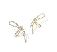 Orecchini Donna Orecchini A Bottone Con Fiocco In Argento Sterling 925 Adatti for Il Compleanno Delle Amiche E Regalo Di San Valentino 1,8x3,5 Cm/0,7x1,3 Pollici Quotidiano e Occasioni Speciali(A)