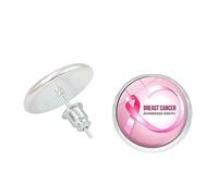 Orecchini Donna Orecchini a bottone con nastro rosa per la consapevolezza del cancro al seno Accessori eleganti eleganti per le donne (N, 6x4x1cm)