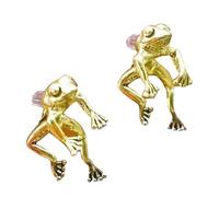 Orecchini Donna Orecchini a bottone in argento/oro per donna Orecchini a bottone vintage a forma di rane Orecchini a forma di animale carino Novità Gioielli per il compleanno (Yellow, 1.9x0.8x0.8)