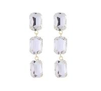 Orecchini Donna Orecchini lunghi alla moda con diamanti in vetro multistrato da banchetto di lusso semplici e leggeri da donna (White, One Size)