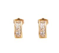 Orecchini Donna Oro, Donna 750 Oro Giallo Orecchini a Lobo Mezzo cerchio con moissanite