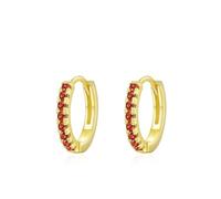 Orecchini Donna Oro Giallo Cerchio, 9K Orecchini Cerchio Huggie con Shining Lab ha creato Ruby
