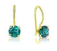 Orecchini Donna Oro Giallo - Orecchini Verde Smeraldo Placcati Oro con Cristalli Punto Luce - Orecchini Punti Luce - Orecchini Donna Verdi - Orecchini Pendenti Oro - Orecchini Verdi Donna