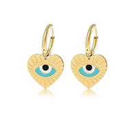 Orecchini Donna Oro Pendenti Made by Nami - Boho Cuore Evil Eye Acciaio Chirurgico Antiallergici