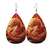 Orecchini Donna Pendenti China'S Dragons Confortevoli Orecchini Pendenti Lunghi Stampa Waterdrop Di Orecchino Di Cuoio Per Vacanze Bambina Mamma