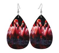 Orecchini Donna Pendenti, Flamingos In Black Background, Teardrop Orecchini, Leggero, Confortevoli, Orecchino Da Donna Per Bambina Vacanze Compleanno