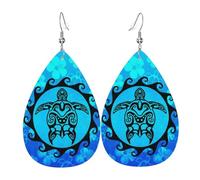 Orecchini Donna Pendenti Ocean Blue Tribal Hawaiian Sea Turtle Confortevoli Orecchini Bambina Leggero Waterdrop Di Orecchino Di Cuoio Per Decorazioni Bambina Festa