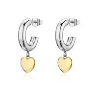 Orecchini Donna S'Agapõ Acciaio Cerchietto Cuori Pendenti