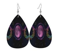 Orecchini Donna The Triple Moon Goddess Wiccan Pentagram Symbol Leggero Orecchini Stampa Waterdrop Di Orecchino Di Cuoio Per Decorazioni Bambina Vacanze