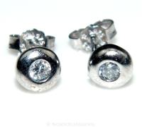 ORECCHINI DONNA UOMO ARGENTO 925 stud CIPOLLINA da 3 mm ZIRCONE BIANCO 1 PAIO