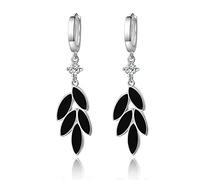 Orecchini Donna Uomo Orecchini Pendenti Orecchini a Cerchio di Foglie Nere per Gli Accessori da Festa delle Donne Gioielli con orecchino d'Argento Glamour Natale Nozze Compleanno Regalo