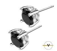 ORECCHINI DONNA UOMO PUNTO LUCE IN ARGENTO 925 ZIRCONE COLORE NERO 6 mm