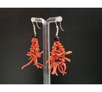 Orecchini donna vero corallo rosso di Sardegna argento bianco 925 made in Italy