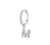Orecchini Donne, Donna Orecchini Cerchietto con lettera M in moissanite in Platino