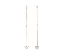 Orecchini Donne, Oro rosa 14 carati Orecchini con catena e ciondolo a forma di cuore puzzle con diamanti 0,36 cttw