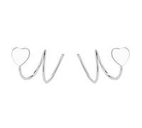 Orecchini doppi in argento Sterling a forma di cuore con filo intrecciato