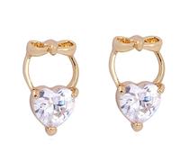 Orecchini Dorati 9k per Donne, Bowknot con Forma di cartilagine a Forma di Cuore Amethyst Erilage per Donne Oro
