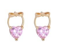 Orecchini Dorati 9k per Donne, Bowknot con Forma di cartilagine a Forma di Cuore Amethyst Erilage per Donne Oro