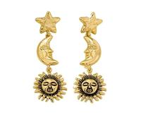 Orecchini dorati con stella della luna del sole orecchini pendente a goccia vintage con ciondoli celesti da donna gioielli alla moda regali per la festa di compleanno