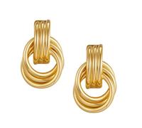 Orecchini dorati, set di due orecchini alla moda da donna, alla moda, placcati in oro, per matrimoni, compleanni, balli, vacanze al mare, feste, festival