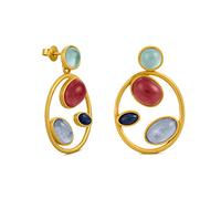 ORECCHINI D'ORO ALEGRIA | Disegnato da Carme Fàbregas | Collezione Alegria | Vetro di Murano | Nei toni del blu, rosa e terra