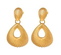 Orecchini d'oro da donna sorprendenti: orecchini pendenti vintage a forma di lacrima, piccoli e finemente ritagliati con una trama filettata. Gioielli alla moda perfetti per feste, balli, matrimoni, N