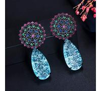 orecchini， Elegante goccia rotonda a forma di fiore blu ghiaccio spezzato for gioielli da sposa e ballo donna