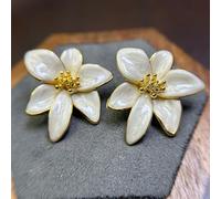 Orecchini eleganti a forma di fiore di giglio, da donna, smaltati, per matrimoni, feste di fidanzamento, gioielli alla moda