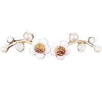 Orecchini eleganti, donne morbide fiore brillante finta perla intarsiata orecchio scalatori orecchini su ciniglia, ragazze gioielli regalo doratoDesign moda