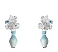 Orecchini eleganti in vaso e fiori, 1x2,2 cm con borchie in smalto e cristallo, gioielli versatili per ufficio, occasioni da sposa e casual