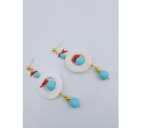 Orecchini Era madreperla con corallo e pasta di turchese