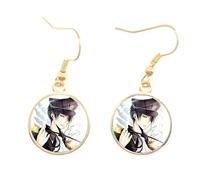 Orecchini Eren Levi Armin - Orecchini a gancio in acrilico anime con cabochon in cristallo, fatti a mano, gioielli, regali in argento, 25, vetro, Peridoto creato