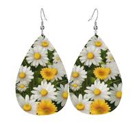 Orecchini estivi floreali margherite fiore per le donne orecchini in pelle a goccia orecchini pendenti a goccia su entrambi i lati leggeri accessori per le orecchie da donna gioielli regalo di