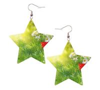 Orecchini estivi floreali margherite in pelle a forma di stella accessori alla moda leggeri festival feste vita quotidiana, One Size, Pelle, Non pietra preziosa