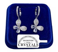 Orecchini Farfalla Cerchio Donna pl. oro Bianco 18K con Cristalli Zirconi SW20