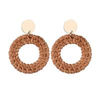 Orecchini fatti a mano in bambù naturale - triangolo, diamante, rotondo, a goccia, a cerchio, leggeri, 8 g, 9 x 9 x 2 cm, 1 paio