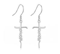 Orecchini fede in argento Sterling con motivo a croce, gioielli cristiani, idea regalo per donne