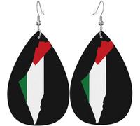 Orecchini Flag Map Of Palestine Confortevoli Orecchini In Pelle Stampa Waterdrop Di Orecchino Di Cuoio Per Decorazioni Bambina Mamma