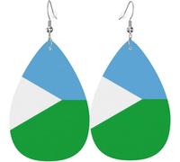 Orecchini Flag Of Djibouti Print Confortevoli Orecchini In Pelle Stampa Ciondolo Orecchio Per Vacanze Decorazioni Bambina