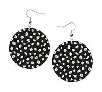 Orecchini floreali a margherita Orecchini in pelle a forma rotonda di girasole Orecchini pendenti leggeri da donna e ragazza, perfetti da indossare tutti i giorni