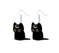 Orecchini gatto per le donne Gioielli in Acrilico Bifacciali Gatto Nero