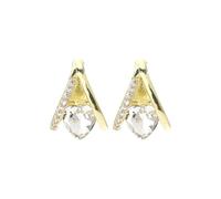 Orecchini geometrici a forma di cuore con zirconi, in argento Sterling per donne, matrimoni, compleanni, anniversari per voi, Taglia unica, lega di zinco, Nessuna pietra preziosa