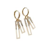 Orecchini geometrici a forma di rettangolare, orecchini in zircone di lusso leggero, accessori versatili per il pendolarismo, adatti per le donne che si recano sul posto di lavoro da indossare