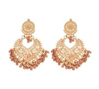 Orecchini geometrici color caffè a forma di cuore, con uno stile di nicchia bohémiane e un aspetto sofisticato