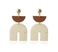 Orecchini geometrici in argilla per donne unisex uomini, orecchini irregolari fatti a mano in polimero, orecchini pendenti a forma di ventaglio Boho U gioielli dichiarazione, Large, Resina, Argilla